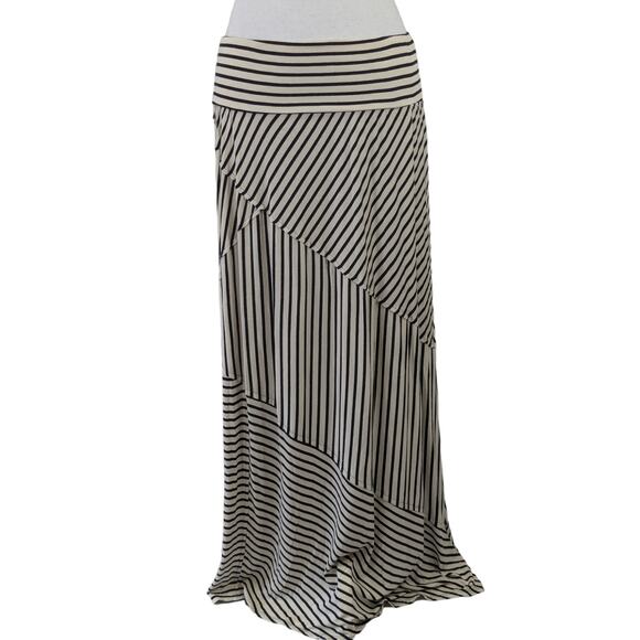NWOT! COLDWATER CREEK! CREAM/BLACK STRIPED, KNIT JERSEY X-LONG MIDI SKIRT! SZ  M - Picture 3 of 10